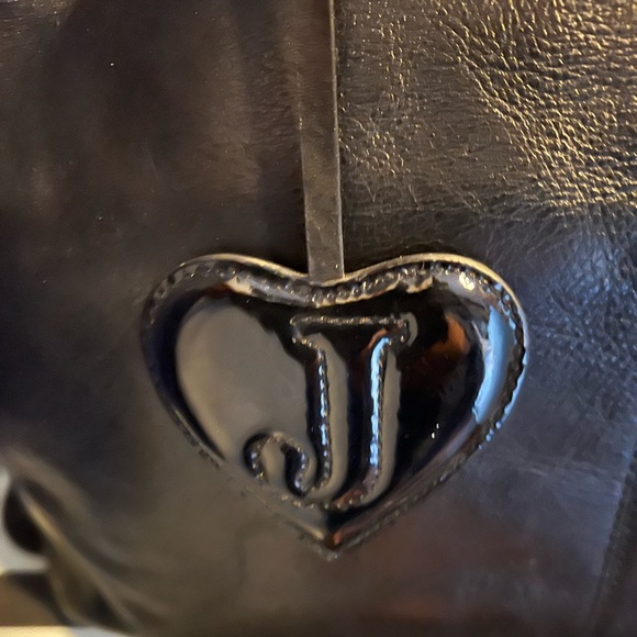 JUICY COUTURE CARRY ALL TOTE SHOPPER HANDBAG BLACK LEATHER - Picture 2 of 9